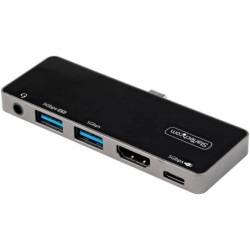 StarTech USB C Multiport Adapter - USB-C to 4K 60Hz HDMI 2.0 - 100W Power Delivery Pass-Through Charging - 3-Port USB 3.0 Hub - 